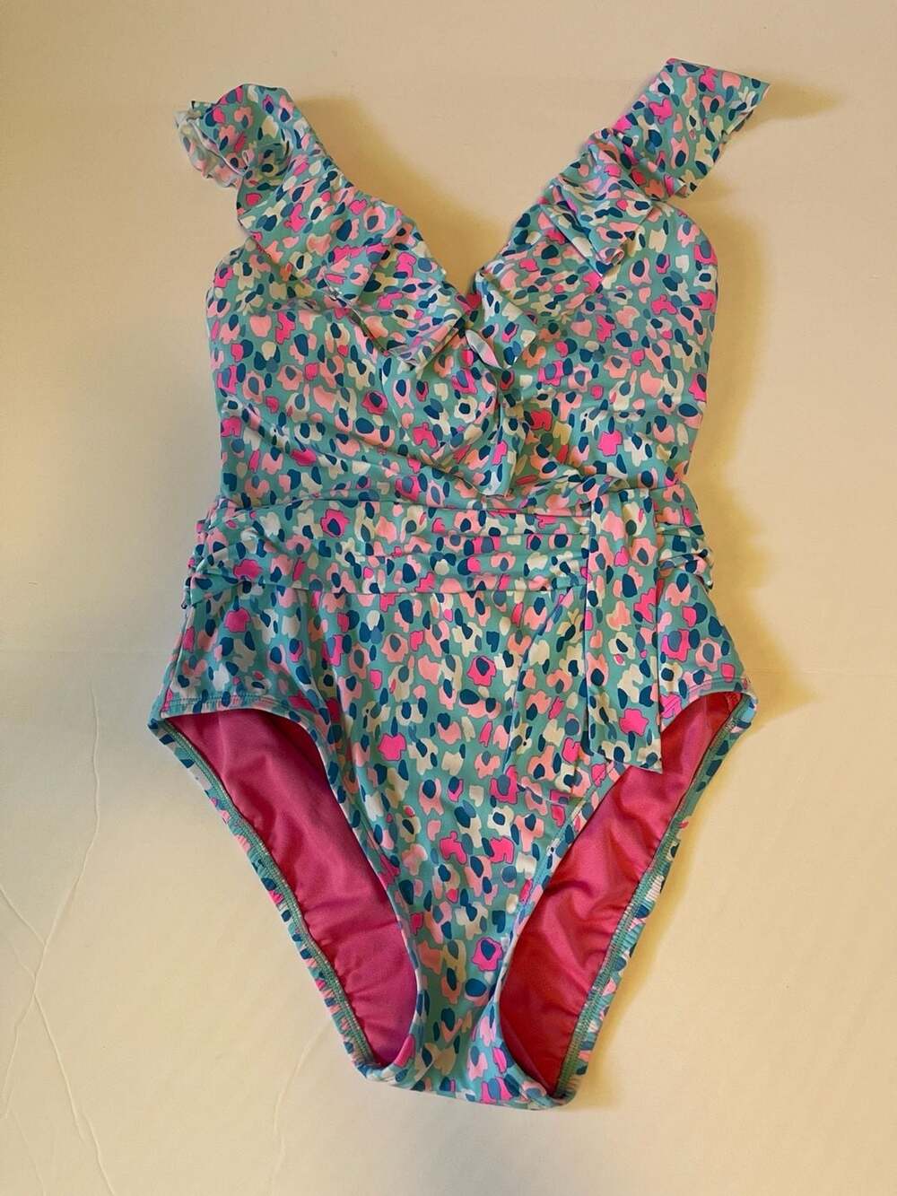 Lilly Pulitzer Delphie One-Piece Swimsuit in Blue Ibiza Hottie Dottie Sz 4